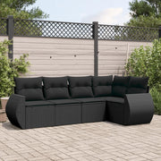 Set Divani da Giardino 5 pz con Cuscini in Polyrattan Nero 3221324