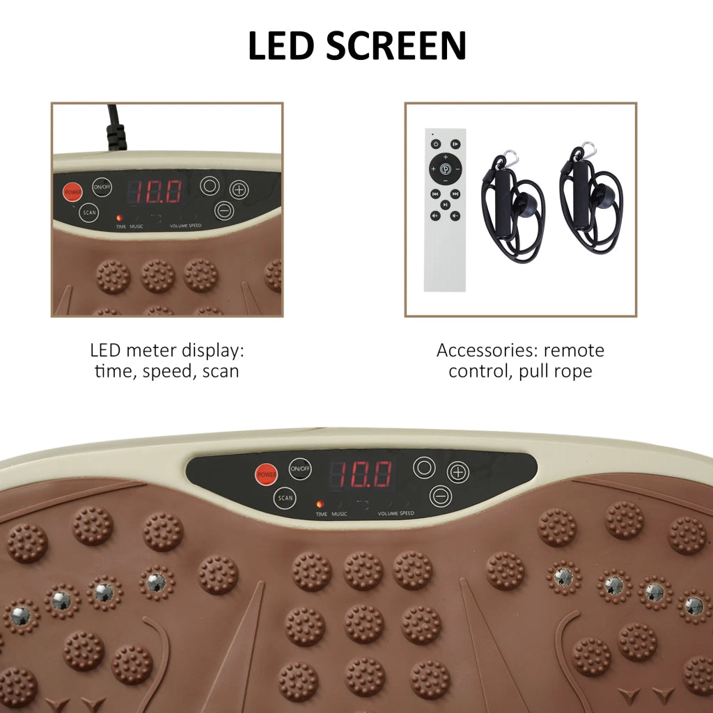 Piattaforma vibrante con telecomando, bande elastiche, display LED e altoparlante USB