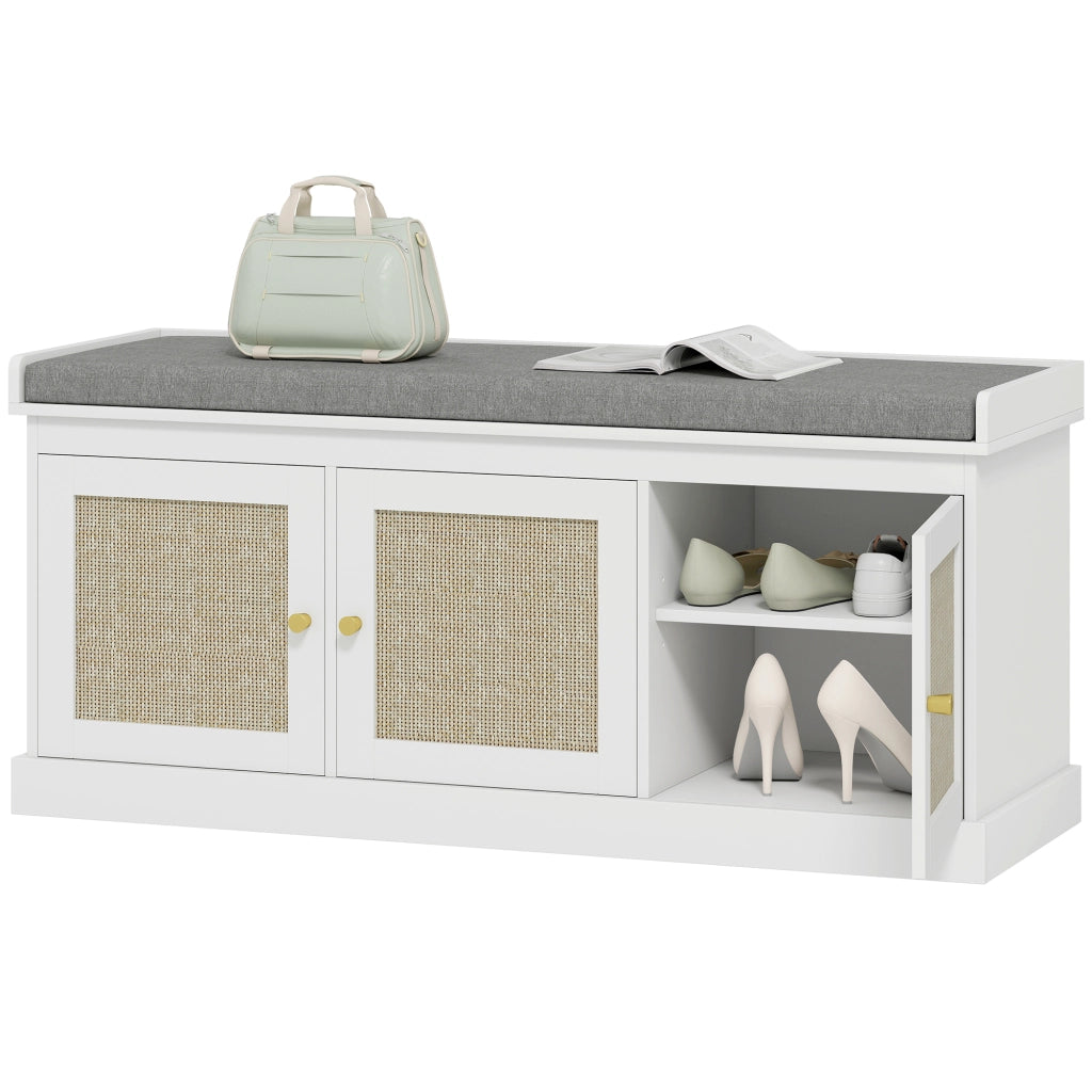 Panca Scarpiera con Cuscino ¨C Minimal ¨C Bianco 105x35x47cm
