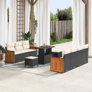 Set Divano da Giardino con cuscino 10 pcs Nero e Crema 3363140