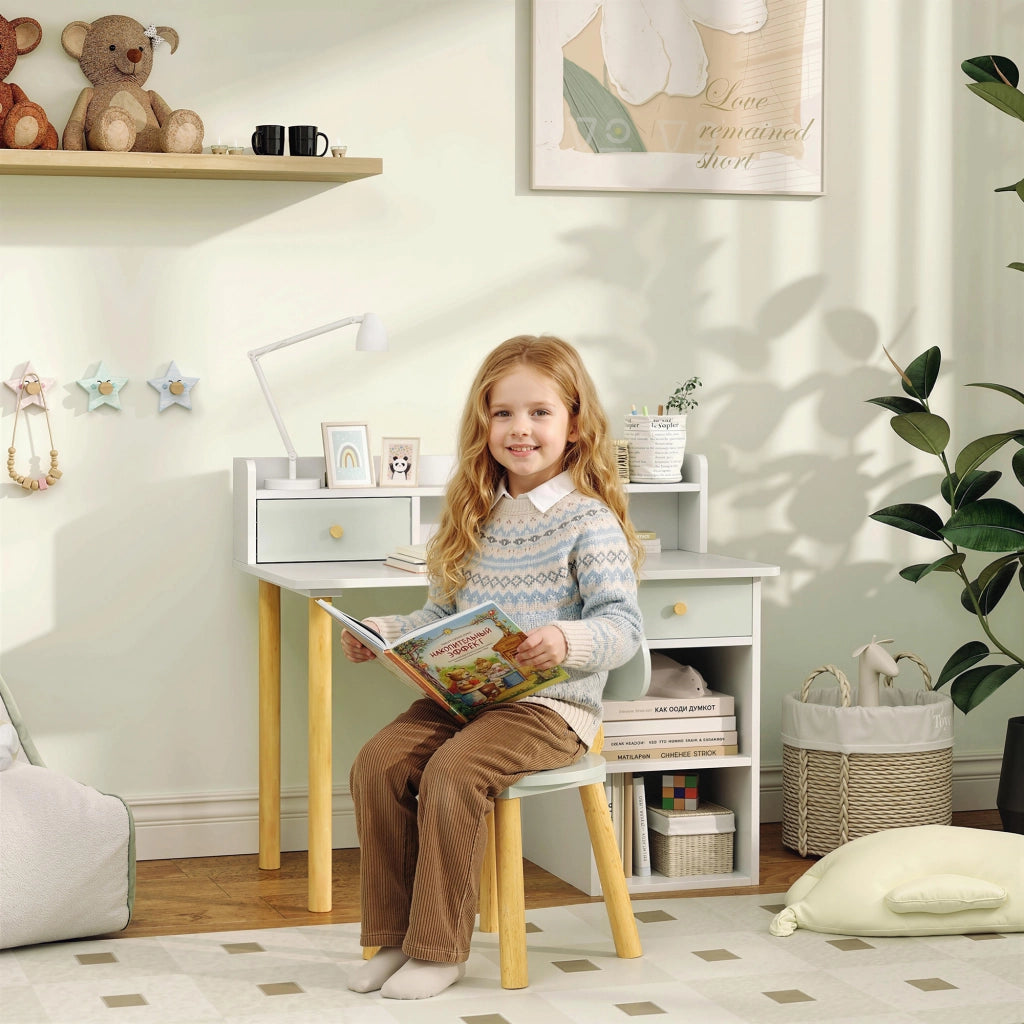 Scrivania Bambini con Sedia ¨C Minimal ¨C Verde 85x48x73 cm