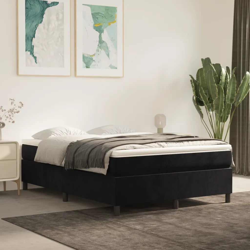 Struttura Letto a Rete a Molle Nero 140x200 cm in Velluto