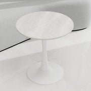 TAVOLO BASSO Rotondo 70 cm Bianco in marmo artificiale