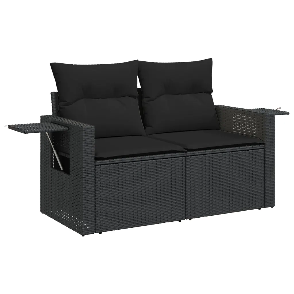 Set Divani da Giardino con Cuscini 7pz Nero Polyrattan 3224571