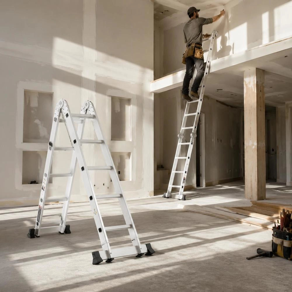 Multi-purpose Ladder, 7-in-1 Multi-functional Ladder, A-frame, 3-step Adjustable Telescopic Ladder, 3.5 M High Extension Ladder, Ladder Frame, 150 Kg Load Capacity For Household And Outdoor Work