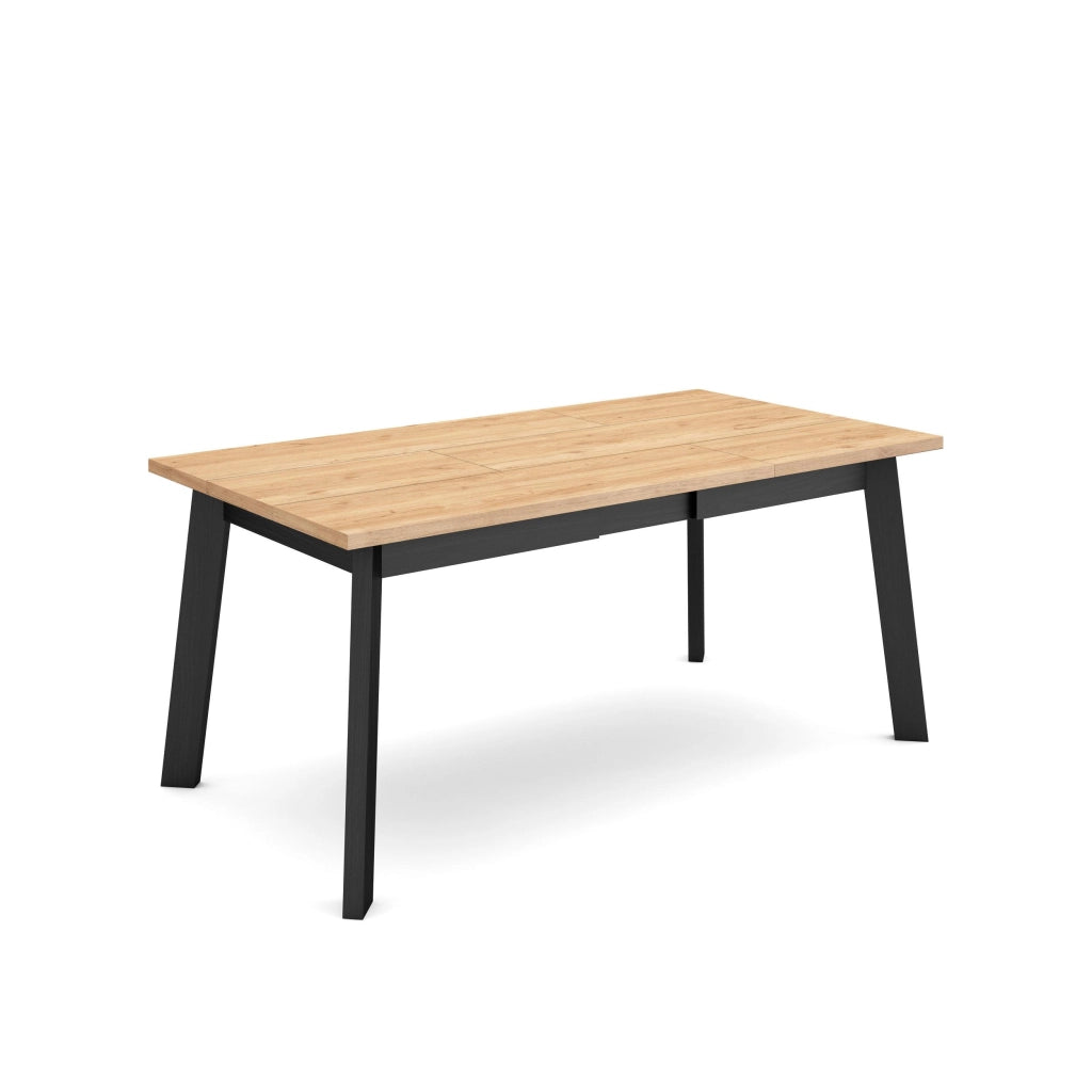 Tavolo da Pranzo, 168x90x74cm, Per 8 persone, Gambe in legno, colore Rovere e nero RF2900