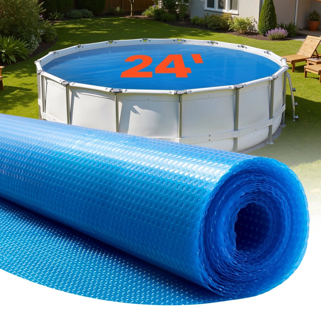 Telo Termico per Piscina Rotonda 7315 mm Coperta Solare a Bolle in PE Blu 200-24 Durevole per Giardino