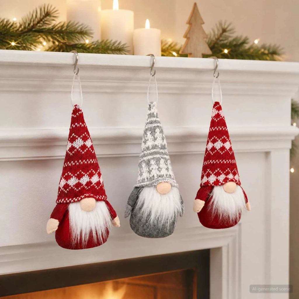 Set di gnomi da seduti 3 pz Rosso e Grigio 10 x 18 cm 42050779