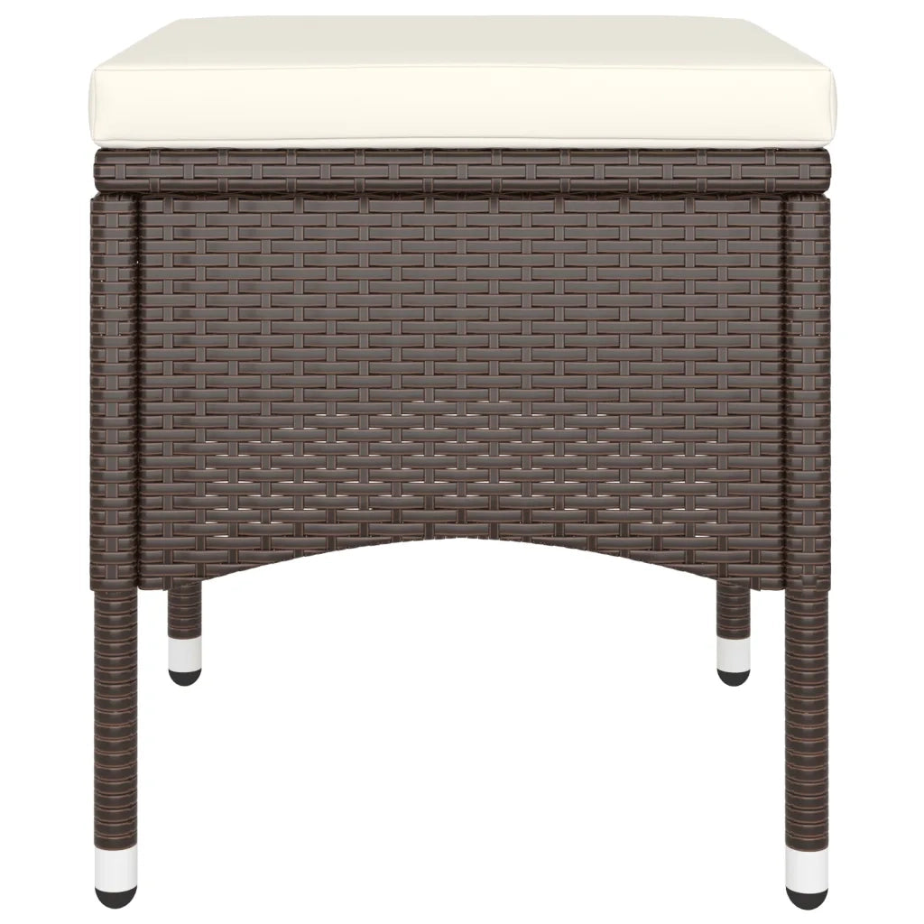 Set Bistrot Giardino 5 pz Polyrattan e Vetro Temperato Marrone