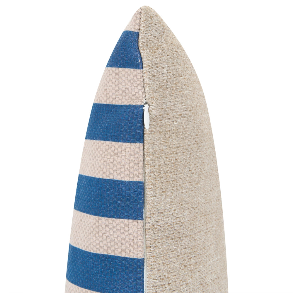 Set di 3 cuscini da esterno blu e beige in olefina decorativi per giardino