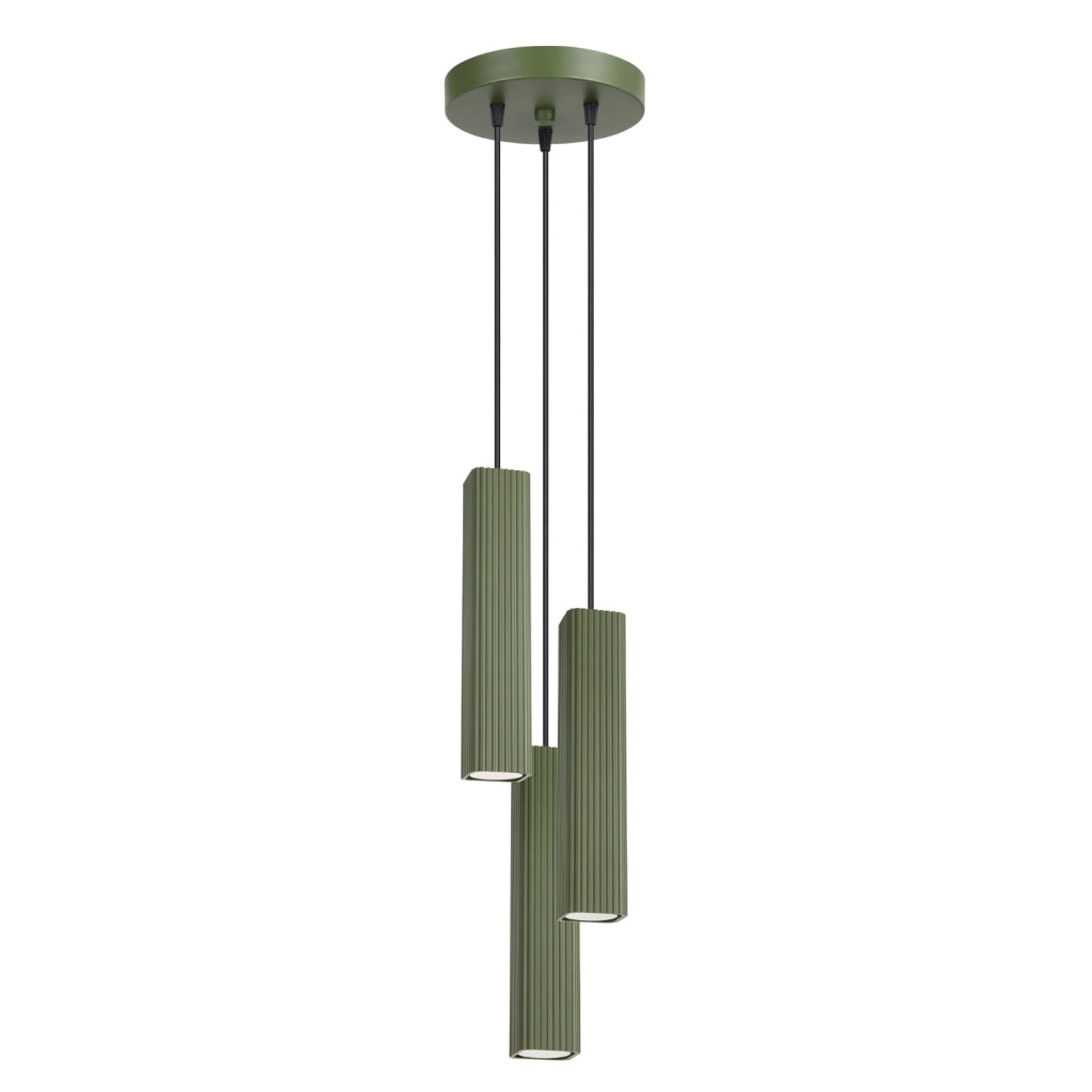 Lampada a sospensione RAYO 3P verde oliva