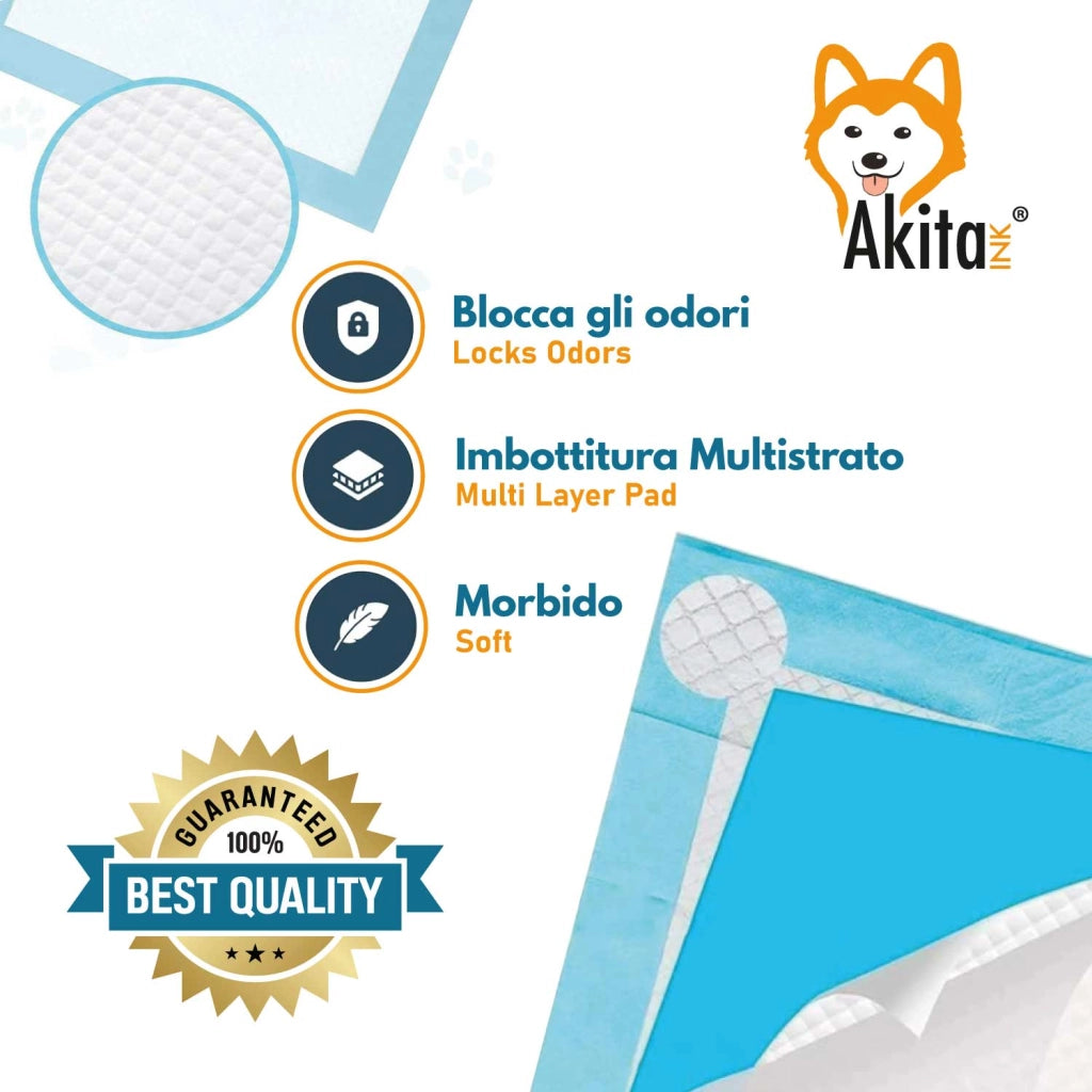 Akitaink Tappetini igienici per cani 60x60 Traverse Assorbenti
