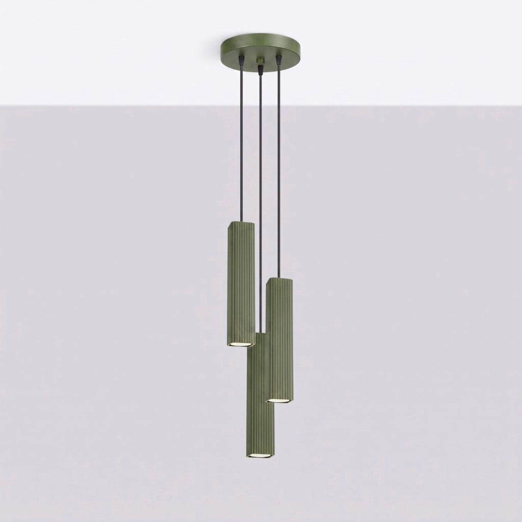 Lampada a sospensione RAYO 3P verde oliva