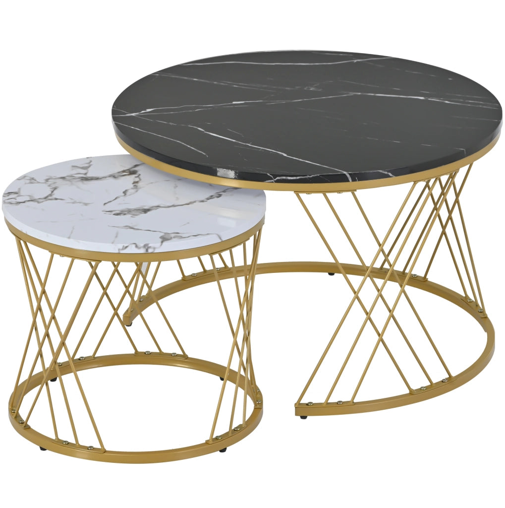 TAVOLINO DA CAFFÈ NESTING Set da 2 pezzi 70x70x45 cm MDF Nero