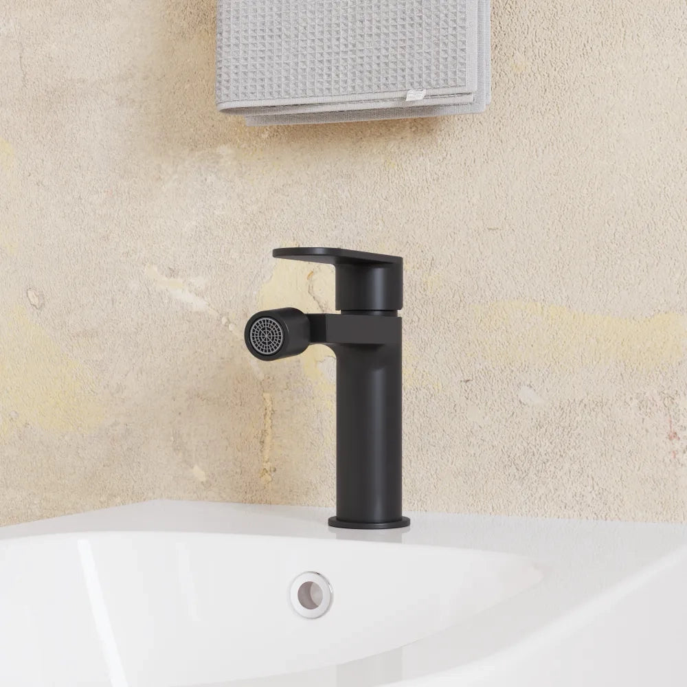 Set miscelatori lavabo 13cm bidet miscelatore esterno vasca nero opaco | Margot