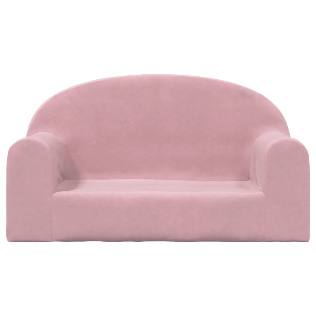 Divano per Bambini a 2 Posti Rosa in Morbido Peluche 357015
