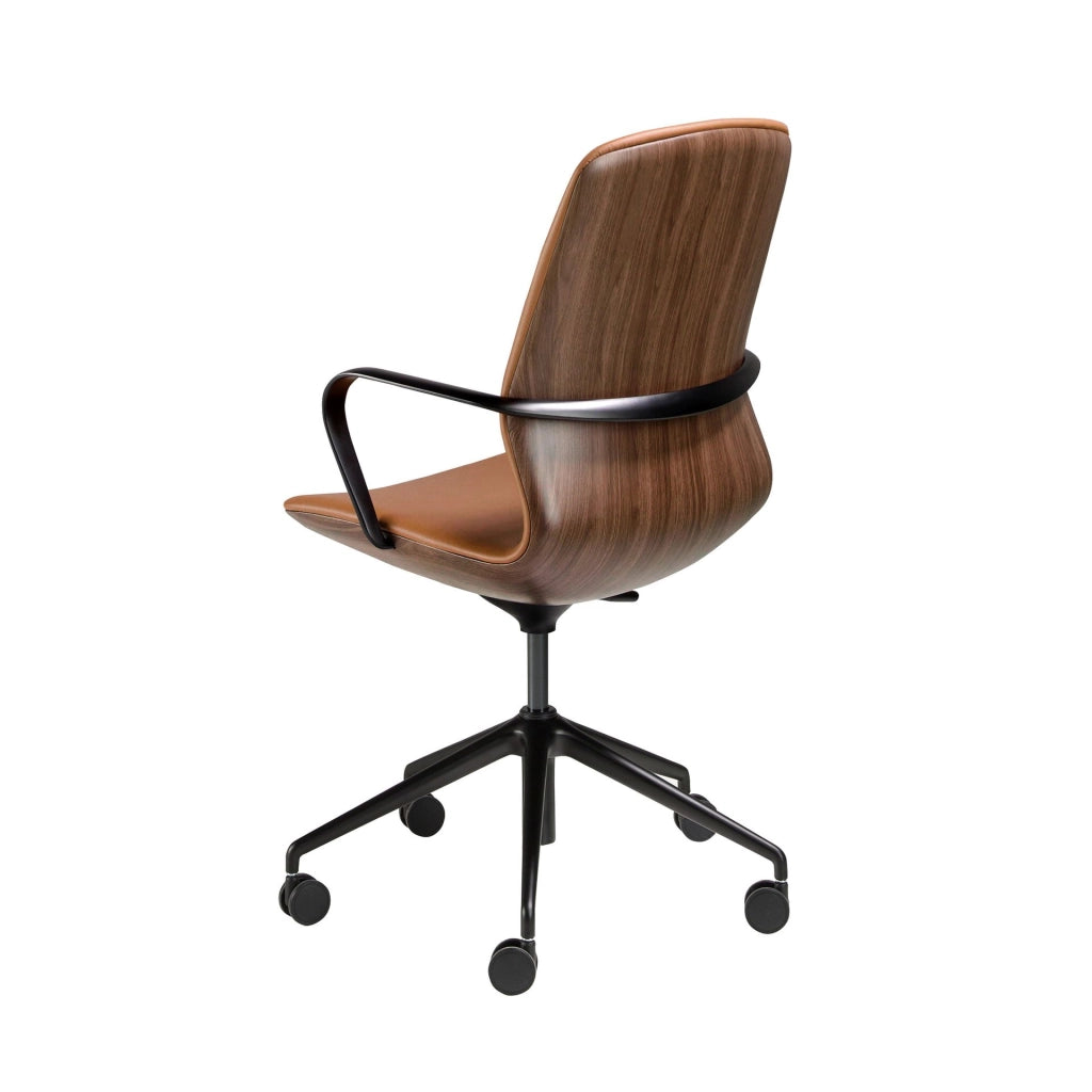 Sedia girevole da ufficio in similpelle marrone