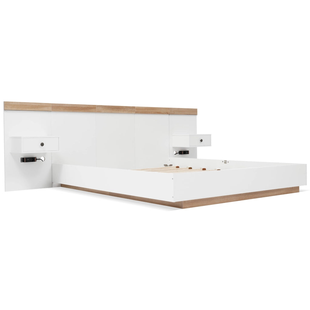 Letto matrimoniale 180x200 cm con comodini LED