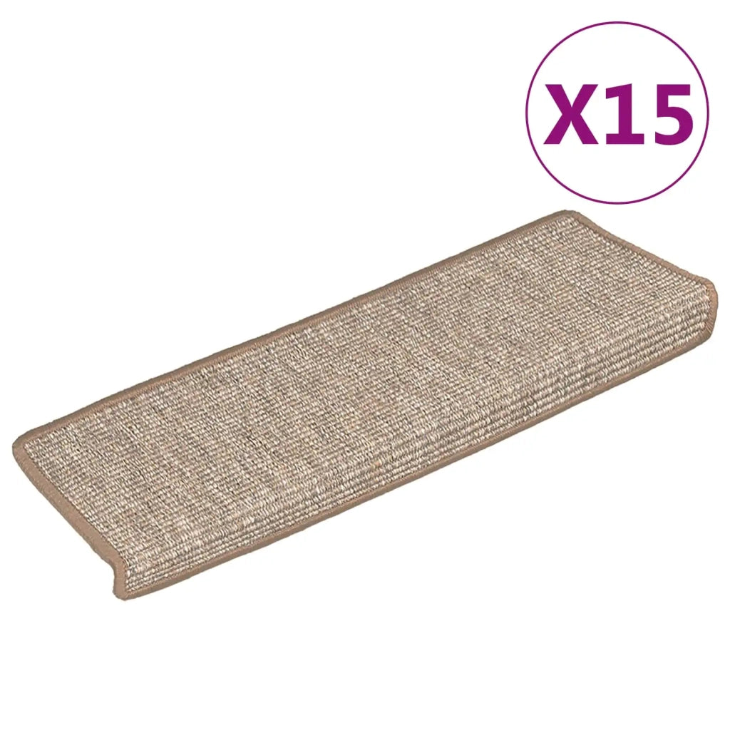 Tappetini per scale 15 pz 65x21x4 cm Marrone chiaro 326910