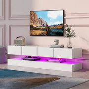 Mobile TV sospeso con LED e 4 cassetti in MDF bianco 130 cm