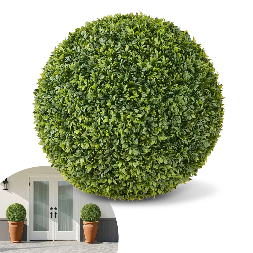 Palla di Bosso Artificiale per Giardino Esterno in PE 584x584x584 mm SM-MG-58-3K Siepe Decorativa Resistente per Balcone e Patio