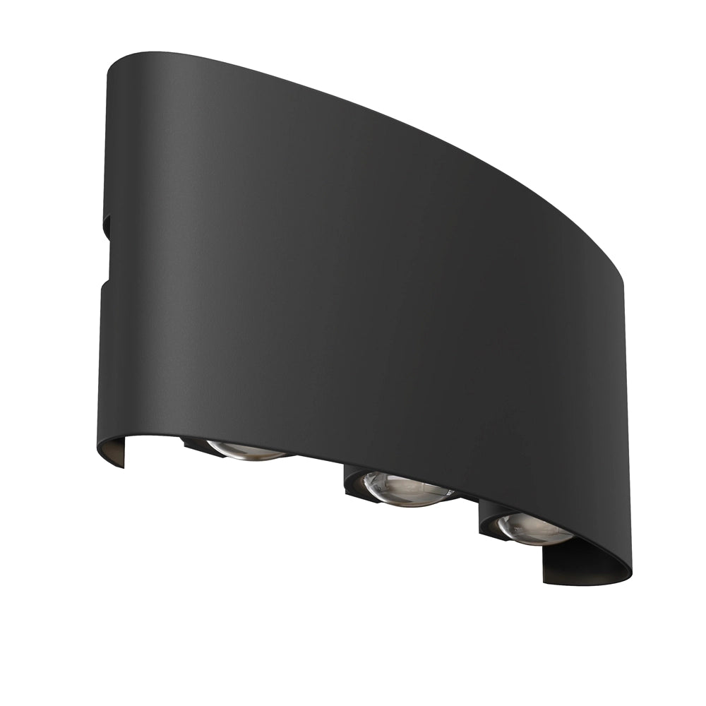 Lampada Da Parete Moderna Da Esterno Metallo Nero Luce Led 6W Ip54
