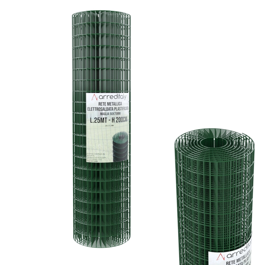 Rotolo Rete Metallica Per Recinzioni 25 M Zincata Plastificata Elettrosaldata Rigida Per Giardino Orto Piante Spazi Esterni 200 Cm