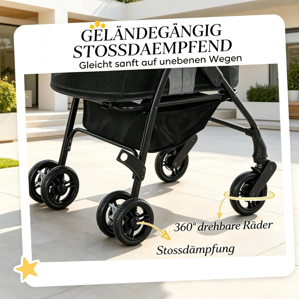 Carrello per cani 3 in 1 con pala pieghevole e rimovibile