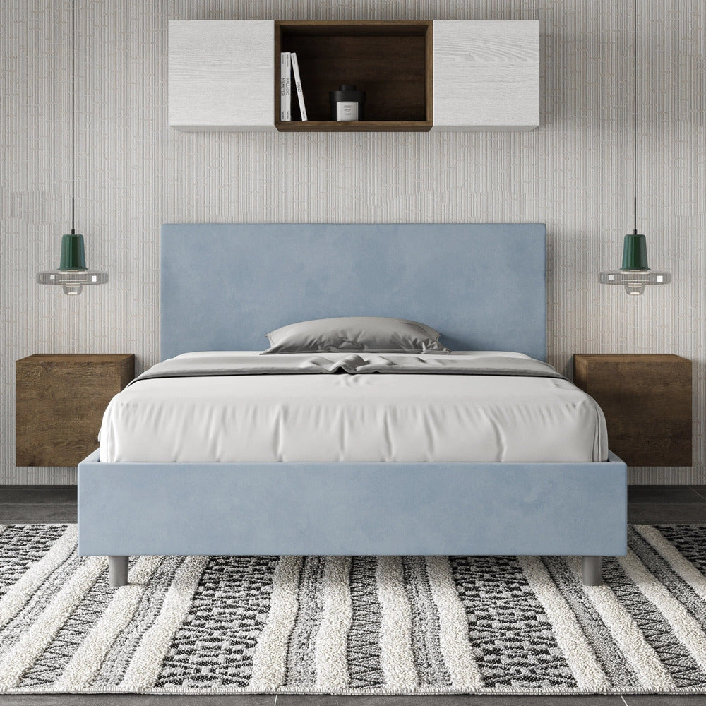 Letto Matrimoniale Francese 140x210 cm Senza Rete Adele Azzurro