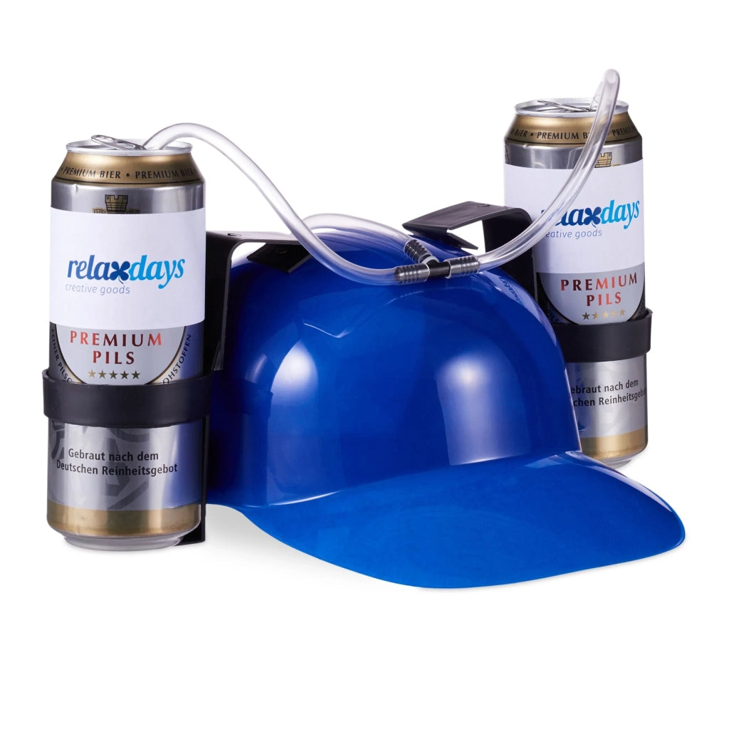 Casco porta bevande per feste con 2 portabevande regolabile atmosfera festiva in plastica nera 13_0006818
