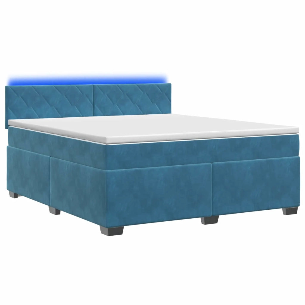 Letto con Box Spring, Materasso e LED Blu 160 x 200 cm Velluto 3452220