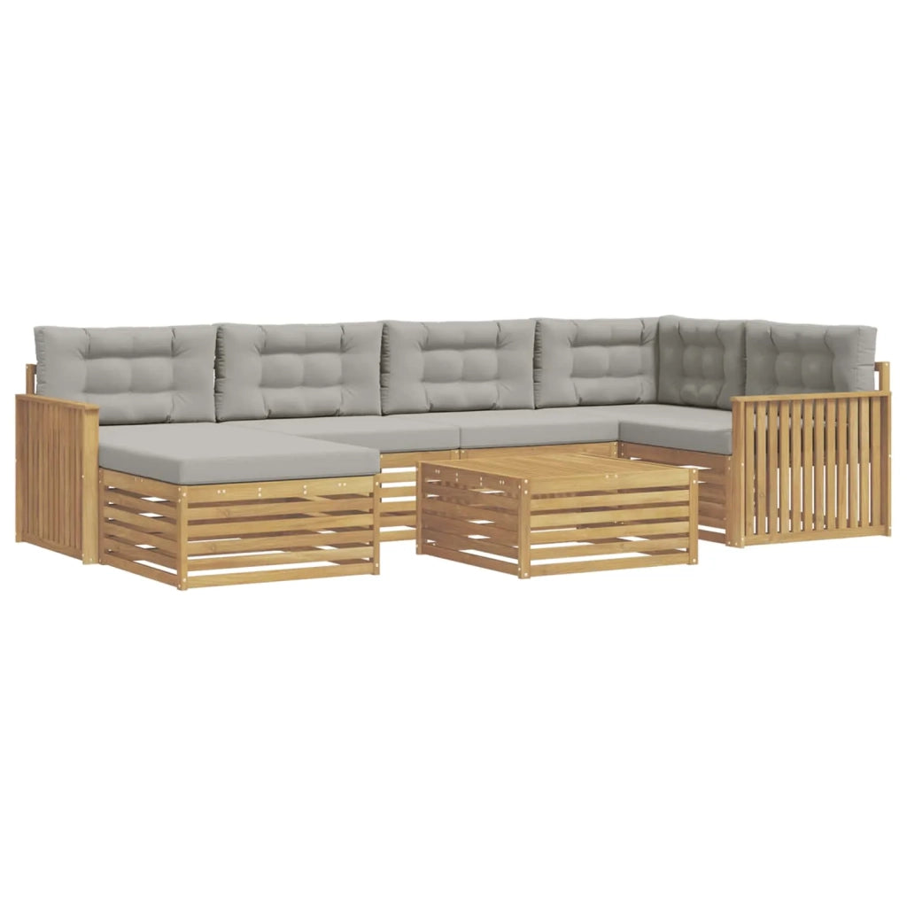 Set di divani da esterno 7 pz Bianco e Grigio Chiaro 3390801