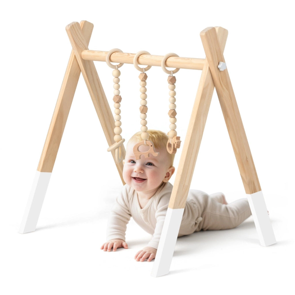 Palestrina con giocattoli pieghevole per bambini + 3 mesi, Centro di attivit¨¤ di legno 60x44x60cm Bianco