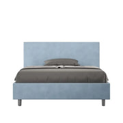 Letto matrimoniale francese senza rete imbottito 140x190 microfibra azzurro Adele