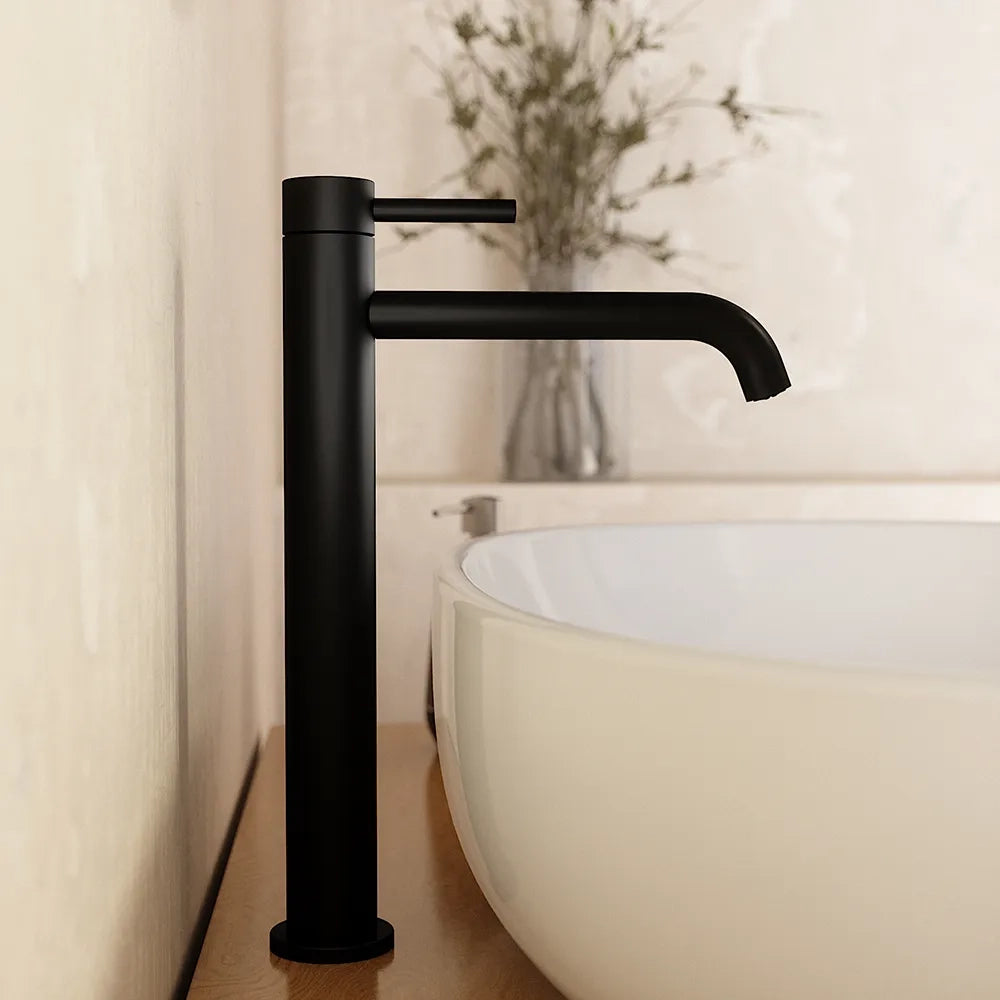 Coppia miscelatori lavabo alto bidet senza scarico slim nero opaco | Bette
