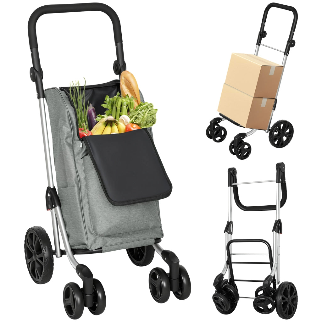 Carrello Spesa Pieghevole ¨C Xylo ¨C 46L con Borsa Termica, Telaio Alluminio, Grigio