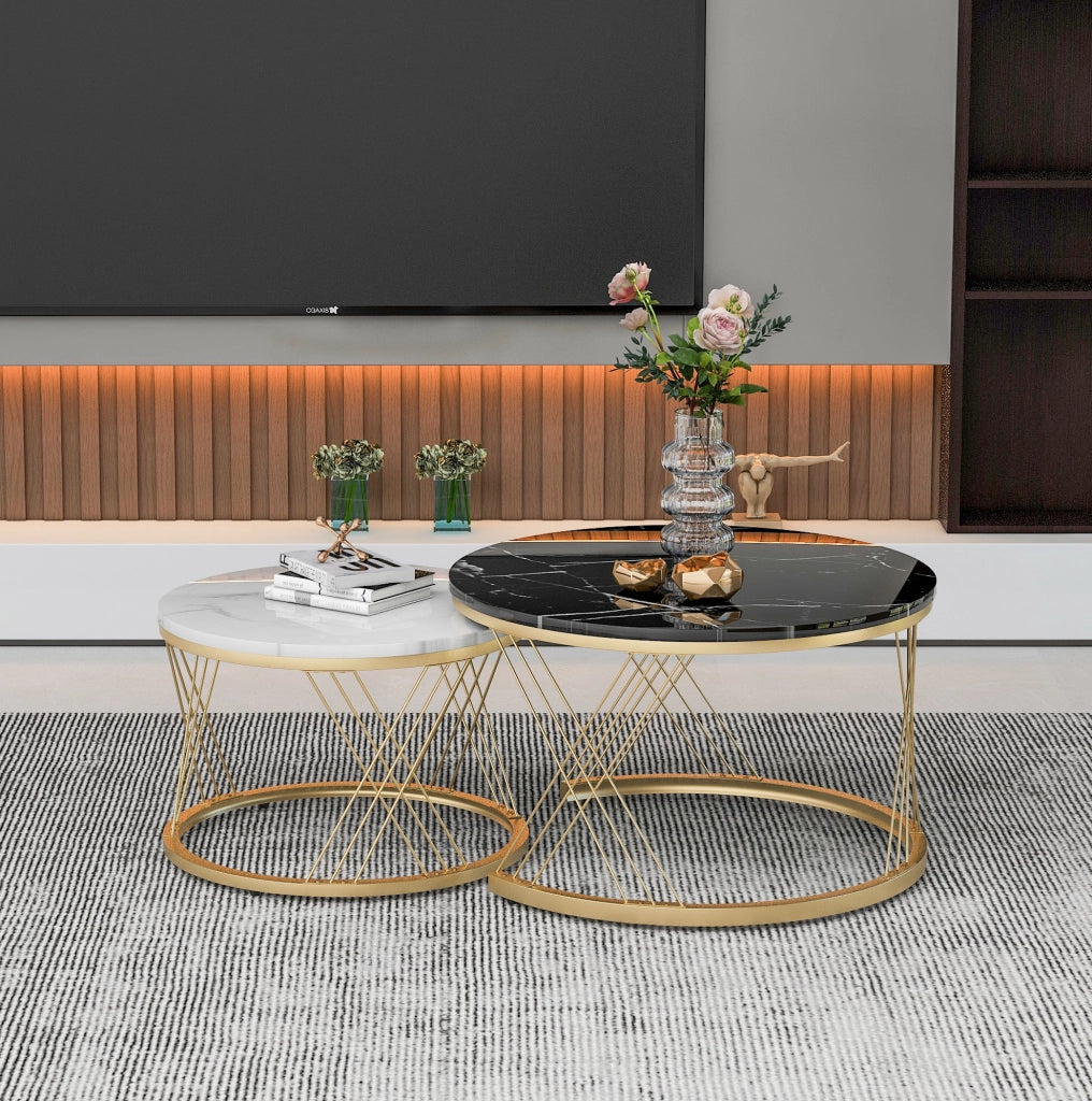 TAVOLINO DA CAFFÈ NESTING Set da 2 pezzi 70x70x45 cm MDF Nero