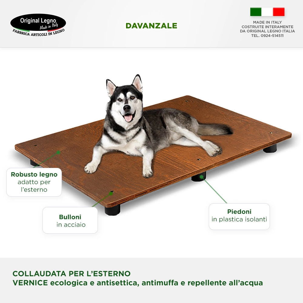 BRANDINA DAVANZALE  IN LEGNO PER CANI PER CUCCIA D-PASTORE L.100 x P.65 x 2 cm SPESSORE 100% FABBRICATO IN ITALIA