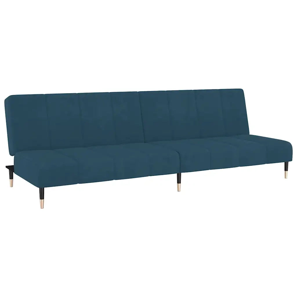 Divano Letto a 2 Posti Blu in Velluto 375873