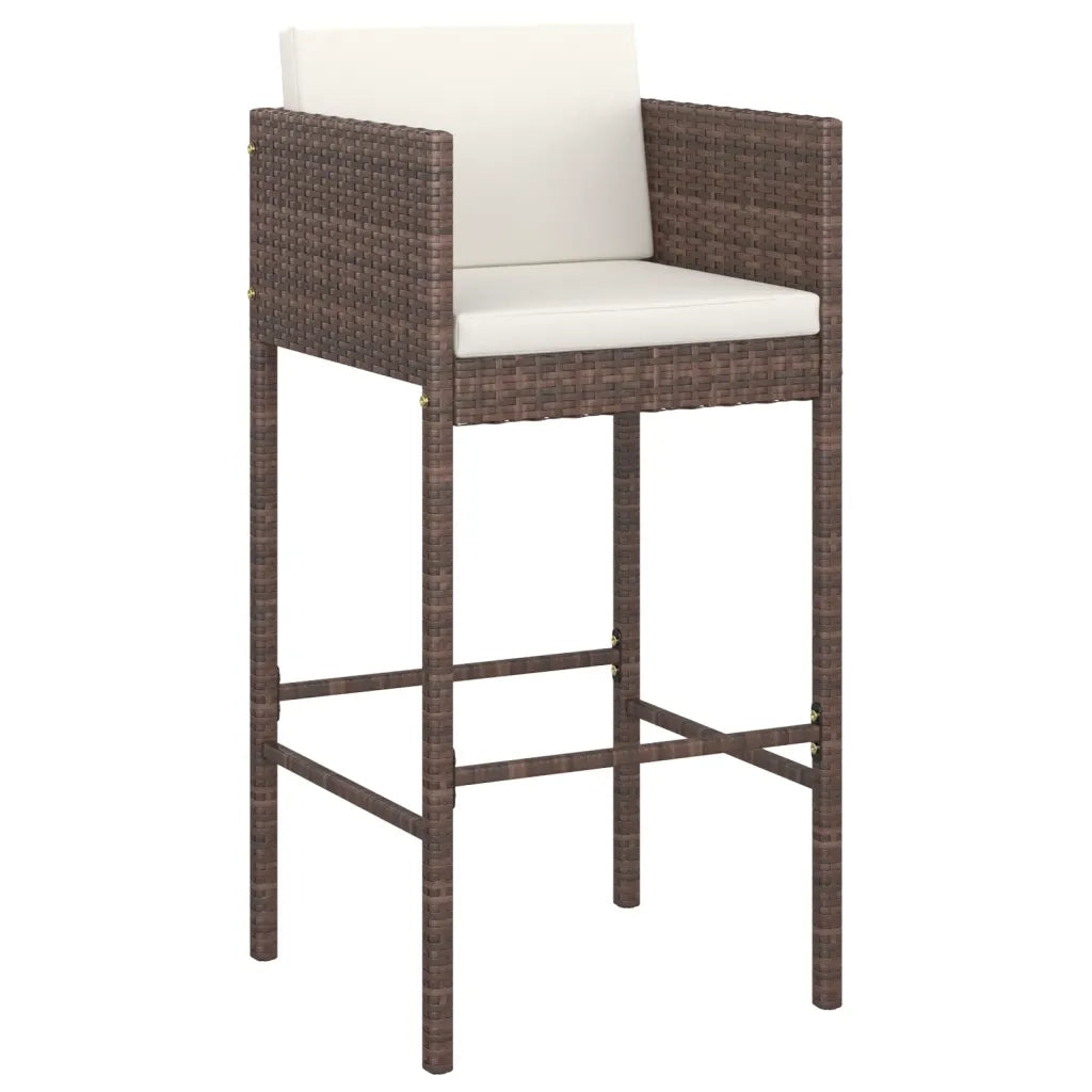 Set da Bar da Giardino 5 pz con Cuscini in Polyrattan Marrone 3094774