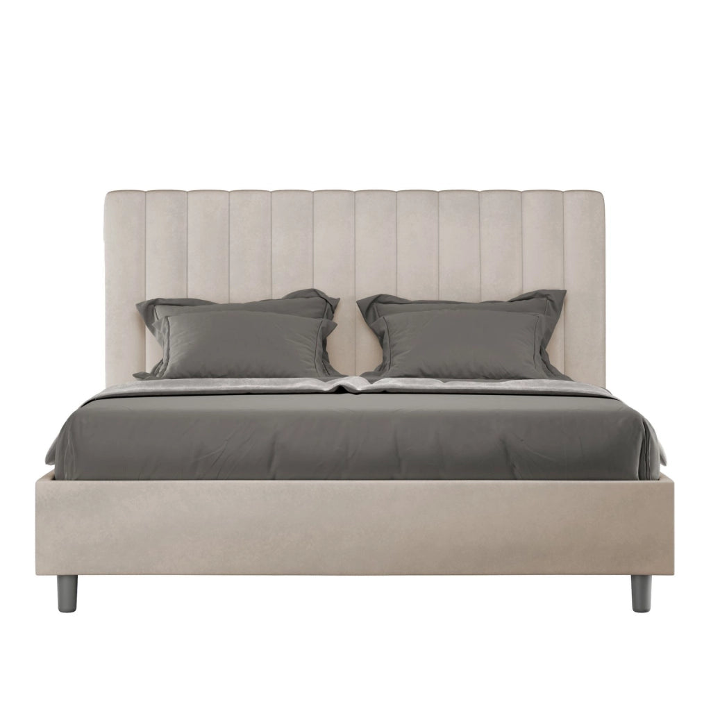 ityhome Letto matrimoniale king size senza rete imbottito 170x190 microfibra sabbia Agueda
