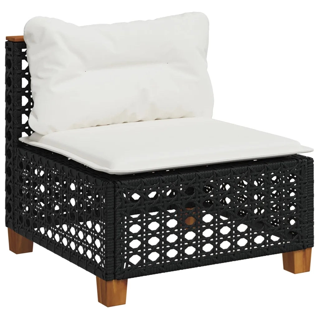 Set Divano da Giardino 6 pz con Cuscini Nero in Polyrattan 3261950