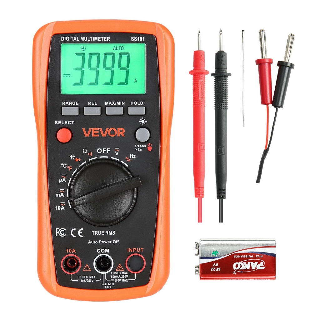 SS101 Multimetro Digitale TRMS 4000 Conteggi Voltmetro DC AC Auto Ranging Tester Compatto per Fai da Te Officina