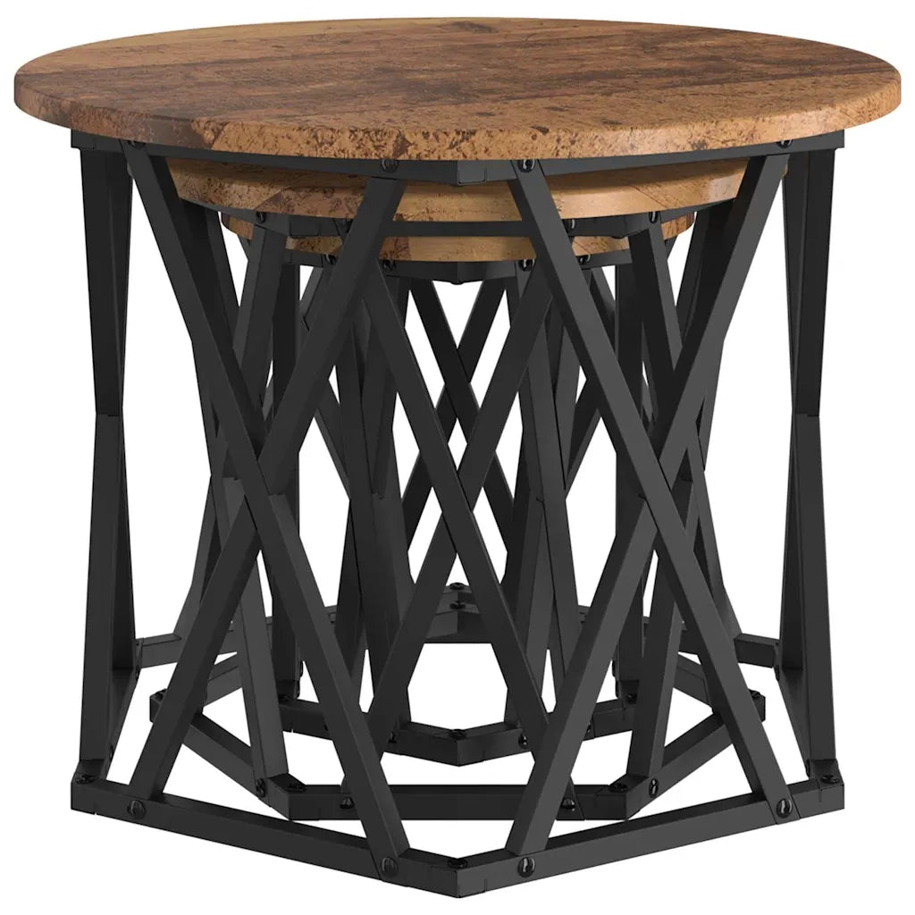 Tavolo Laterale Nesting 3 pcs Legno vecchio 868259