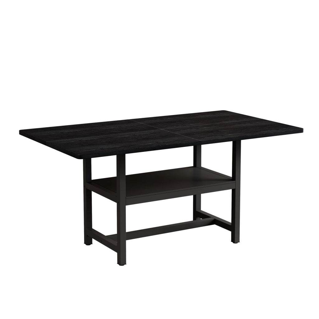 Tavolo da pranzo nero 160 cm con ripiano portaoggetti
