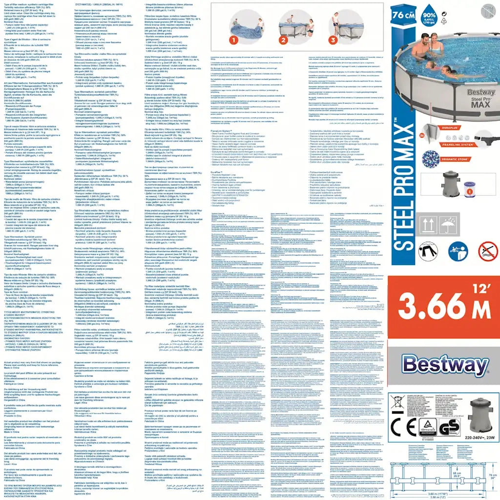 Bestway Set Piscina Steel Pro MAX 366x76 cm 3202542