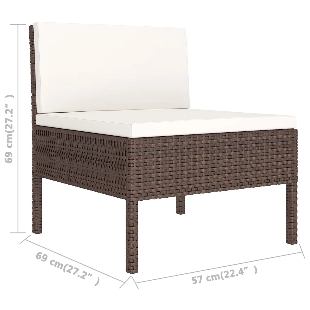 Set Divani da Giardino 7 pz con Cuscini in Polyrattan Marrone 3094535