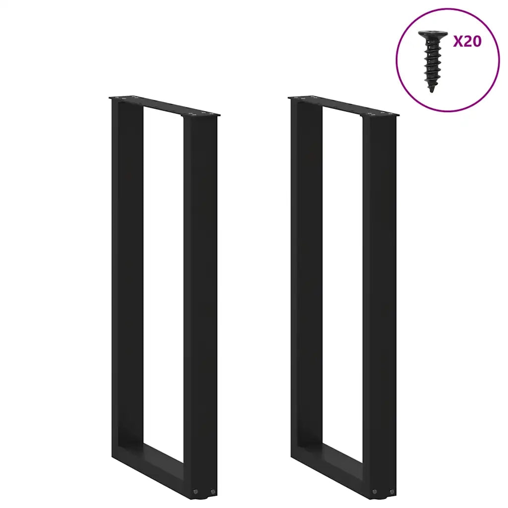 Gambe per tavolo da bar a forma di U 2 pz nere 40x(100-101) cm 4013228