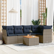 Set Divani da Giardino 6 pz con Cuscini Grigio in Polyrattan 3223632