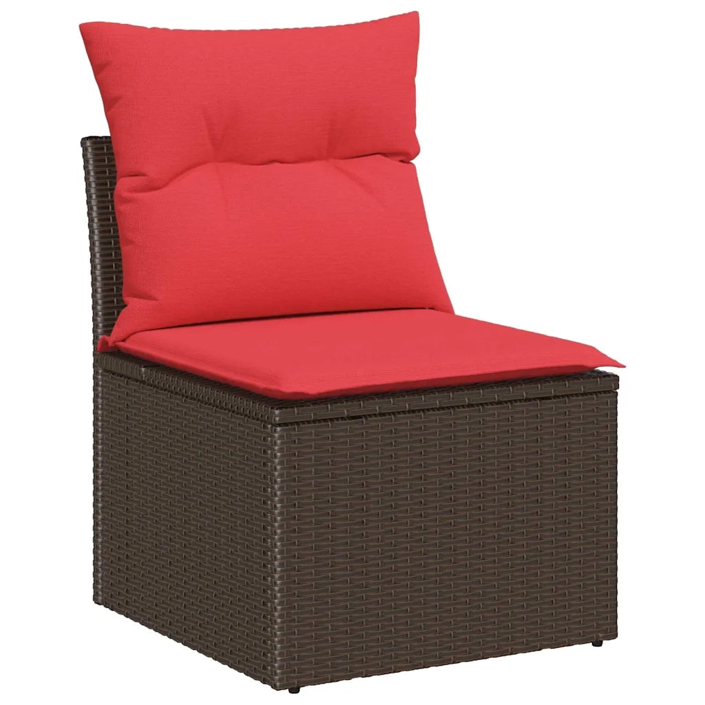 Set Divano da Giardino 9 pcs Marrone e Rosso polyrattan 3348800